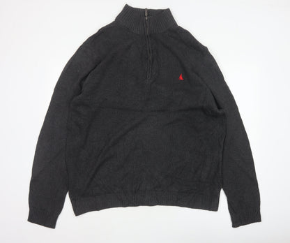 Musto Men’s Grey 2XL 1/4 Zip Cotton Knit Jumper Nautical Logo