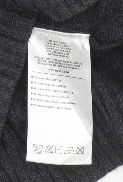 Musto Men’s Grey 2XL 1/4 Zip Cotton Knit Jumper Nautical Logo