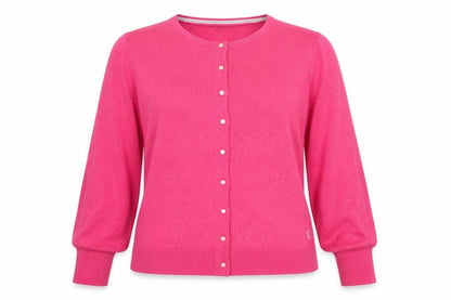 Joules Women Pink UK 12 Star Knit Button Cardigan Balloon Sleeves