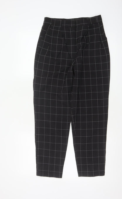 ASOS Design Women Black Check Tapered Tailored Trousers UK 6