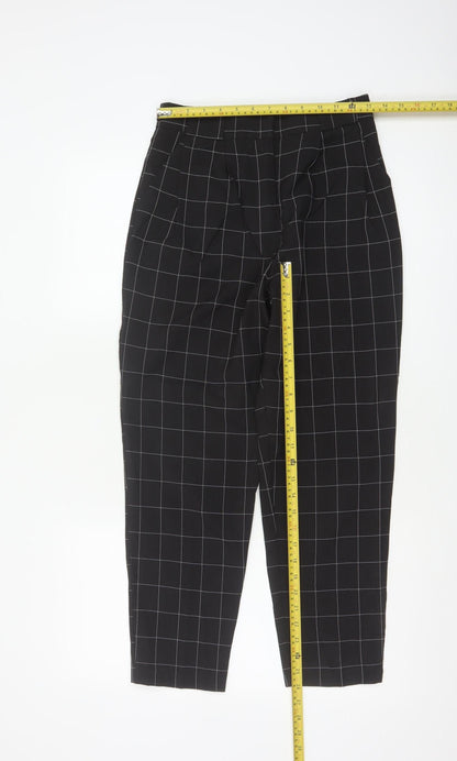 ASOS Design Women Black Check Tapered Tailored Trousers UK 6