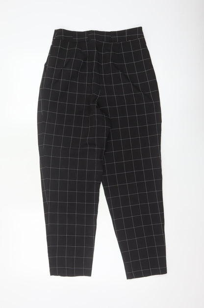 ASOS Design Women Black Check Tapered Tailored Trousers UK 6