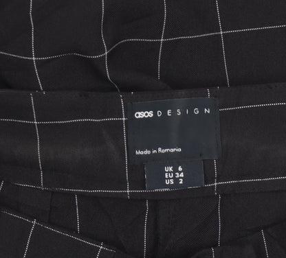 ASOS Design Women Black Check Tapered Tailored Trousers UK 6