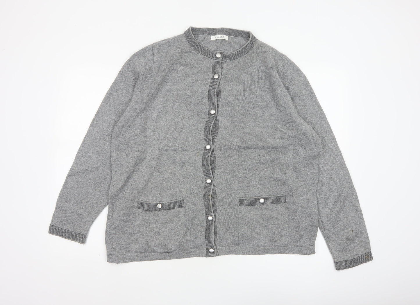 Marks and Spencer Women Grey UK 20 Wool Blend Button Knit Cardigan