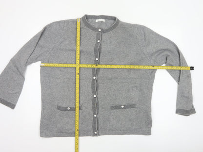 Marks and Spencer Women Grey UK 20 Wool Blend Button Knit Cardigan