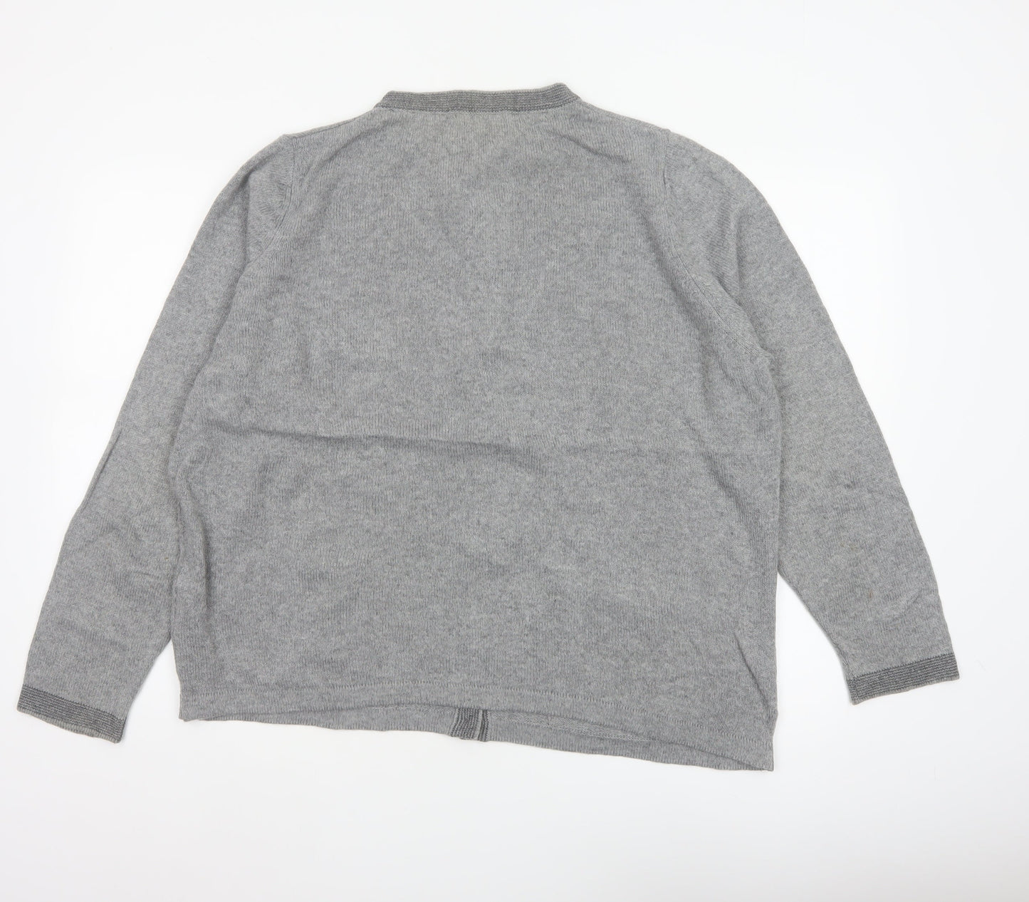 Marks and Spencer Women Grey UK 20 Wool Blend Button Knit Cardigan