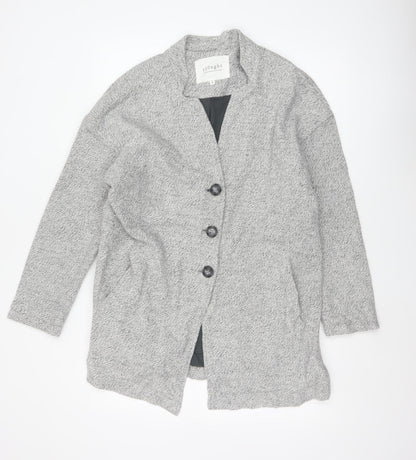 Thought Women’s Grey UK 12 Cotton Long Overcoat Button Lined Pockets