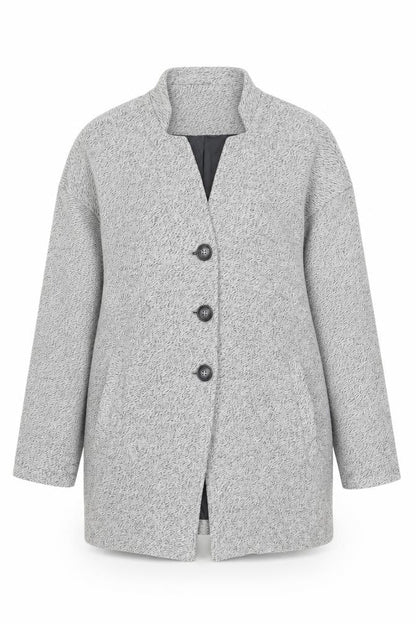 Thought Women’s Grey UK 12 Cotton Long Overcoat Button Lined Pockets