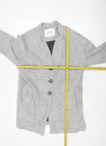 Thought Women’s Grey UK 12 Cotton Long Overcoat Button Lined Pockets