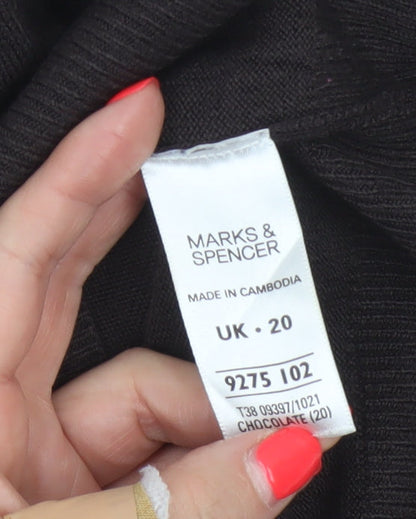 Marks and Spencer Women Brown Size 20 V-Neck Knit Pullover Jumper