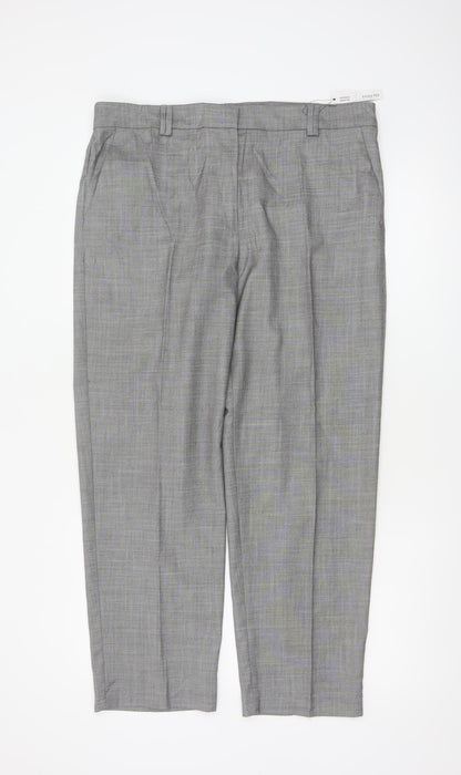 M&S Women Grey Size 14 Freya Relaxed Straight Tailored Trousers
