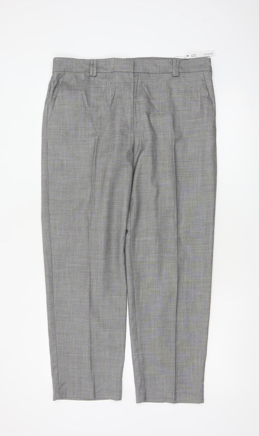 M&S Women Grey Size 14 Freya Relaxed Straight Tailored Trousers