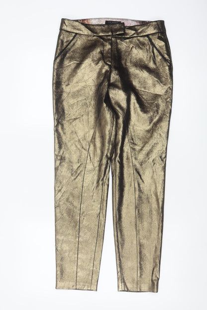 Ted Baker Women’s Gold Metallic Tapered Ankle Trousers UK 6