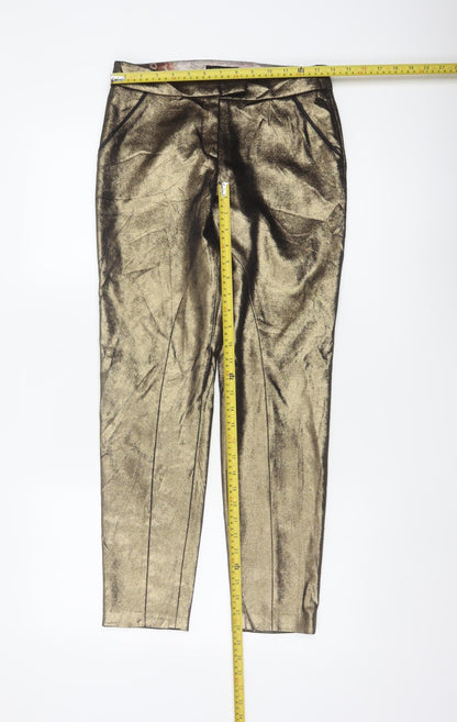 Ted Baker Women’s Gold Metallic Tapered Ankle Trousers UK 6