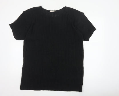 Essence Women Black UK 18/20 Knit Short Sleeve Basic Top