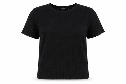 Essence Women Black UK 18/20 Knit Short Sleeve Basic Top