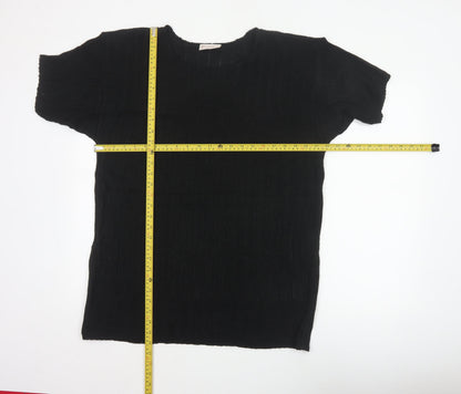 Essence Women Black UK 18/20 Knit Short Sleeve Basic Top
