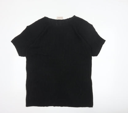 Essence Women Black UK 18/20 Knit Short Sleeve Basic Top