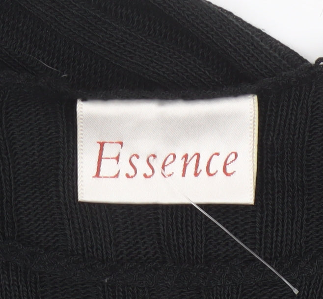 Essence Women Black UK 18/20 Knit Short Sleeve Basic Top