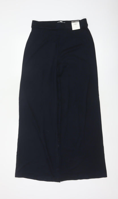 M&S Women’s Navy Wide-Leg Dress Trousers UK 10 Regular Stretch