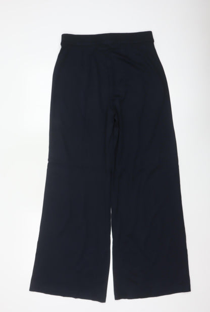 M&S Women’s Navy Wide-Leg Dress Trousers UK 10 Regular Stretch