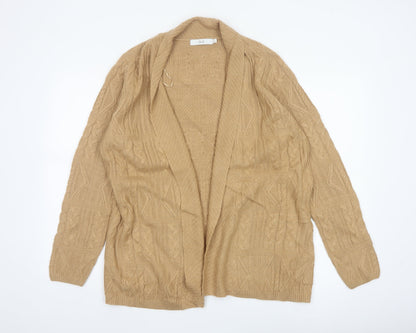 Isle Women’s Beige Cable Knit Open Cardigan Size 14-16 Long Sleeve