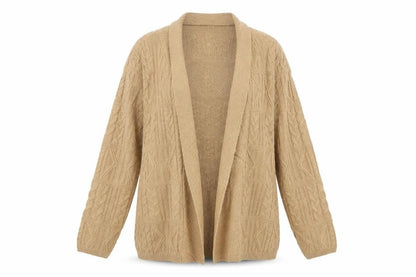 Isle Women’s Beige Cable Knit Open Cardigan Size 14-16 Long Sleeve
