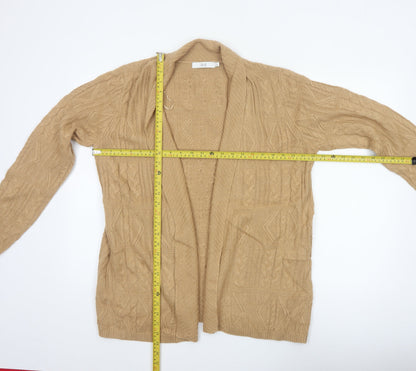 Isle Women’s Beige Cable Knit Open Cardigan Size 14-16 Long Sleeve