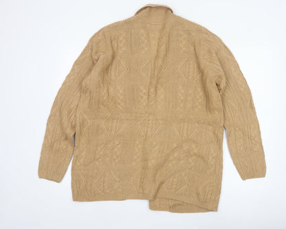 Isle Women’s Beige Cable Knit Open Cardigan Size 14-16 Long Sleeve
