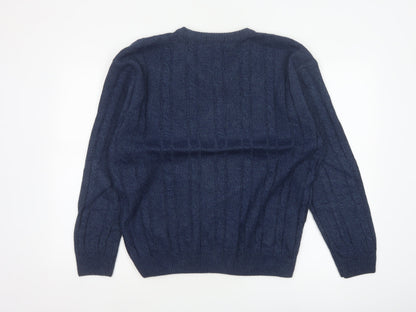 Woodville Men’s Blue L Cable Knit V-Neck Acrylic Pullover Jumper