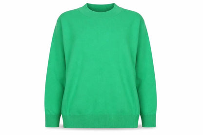 Mango Women Green S Fine Knit Crew Neck Long Sleeve Pullover Jumper