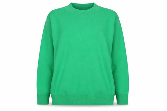Mango Women Green S Fine Knit Crew Neck Long Sleeve Pullover Jumper