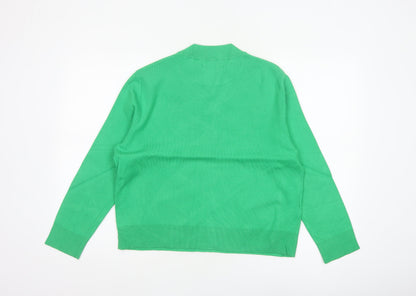 MNG Women Green S Fine Knit Crew Neck Long Sleeve Pullover Jumper