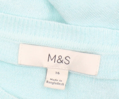 Marks and Spencer Women’s Blue Size 16 Crew Neck Knit Pullover Jumper