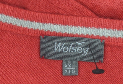 Wolsey Men’s Red 2XL V-Neck Acrylic Knit Pullover Jumper