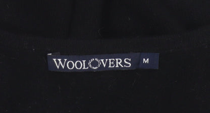 WoolOvers Women’s Black M Merino Cashmere Round Neck Knit Jumper