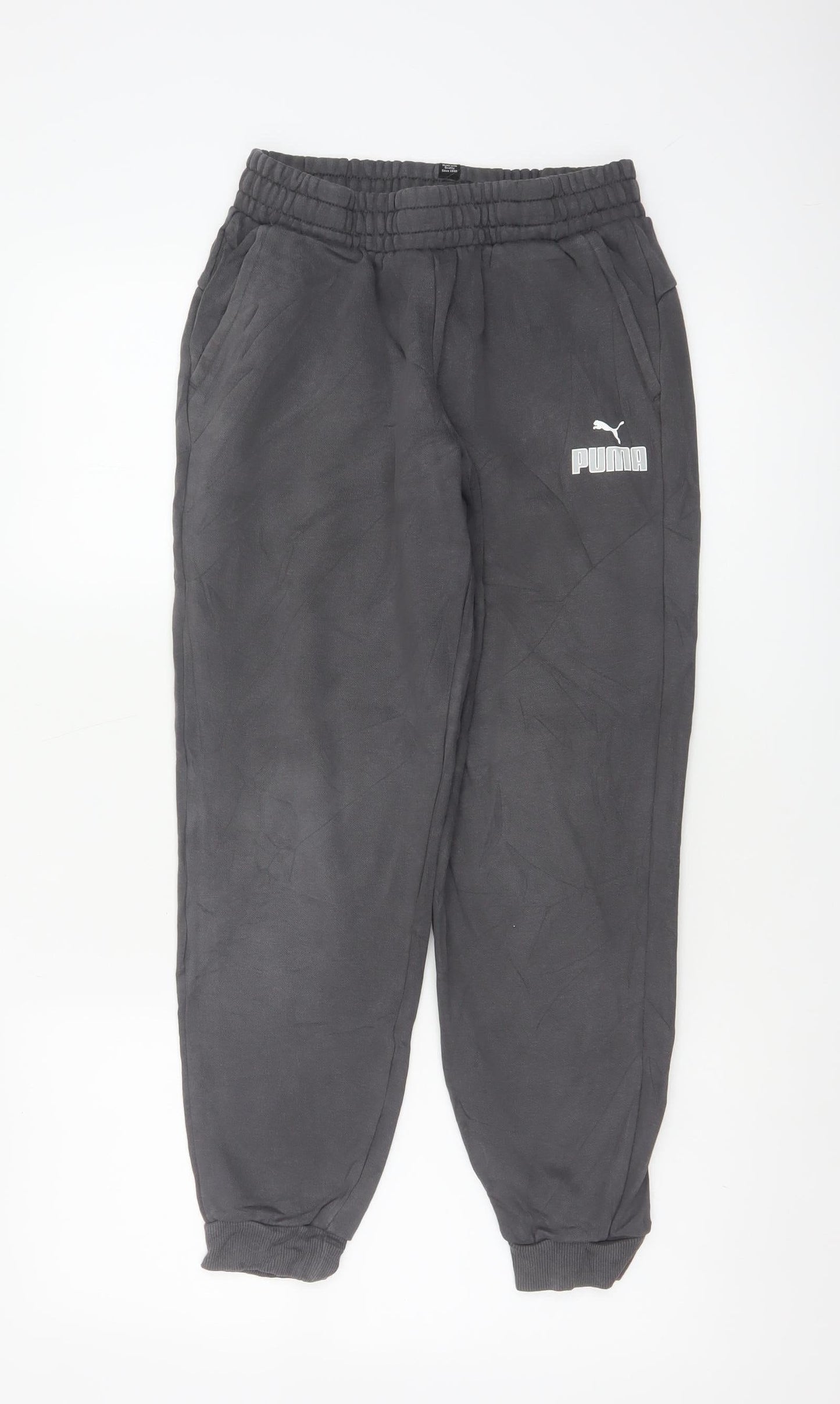 Puma Boys Black 13-14 Years Jogger Sweatpants Elastic Waist Pockets