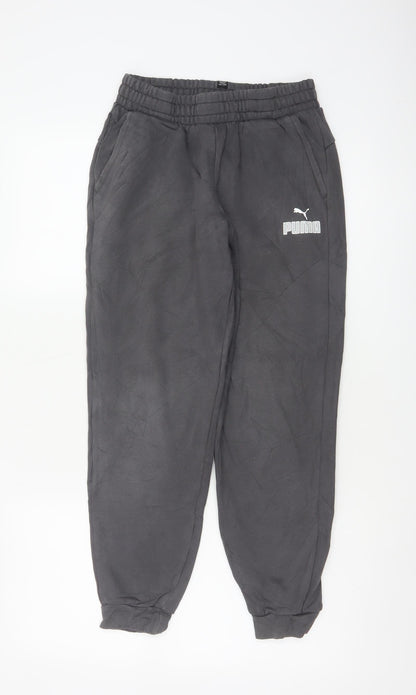 Puma Boys Black 13-14 Years Jogger Sweatpants Elastic Waist Pockets