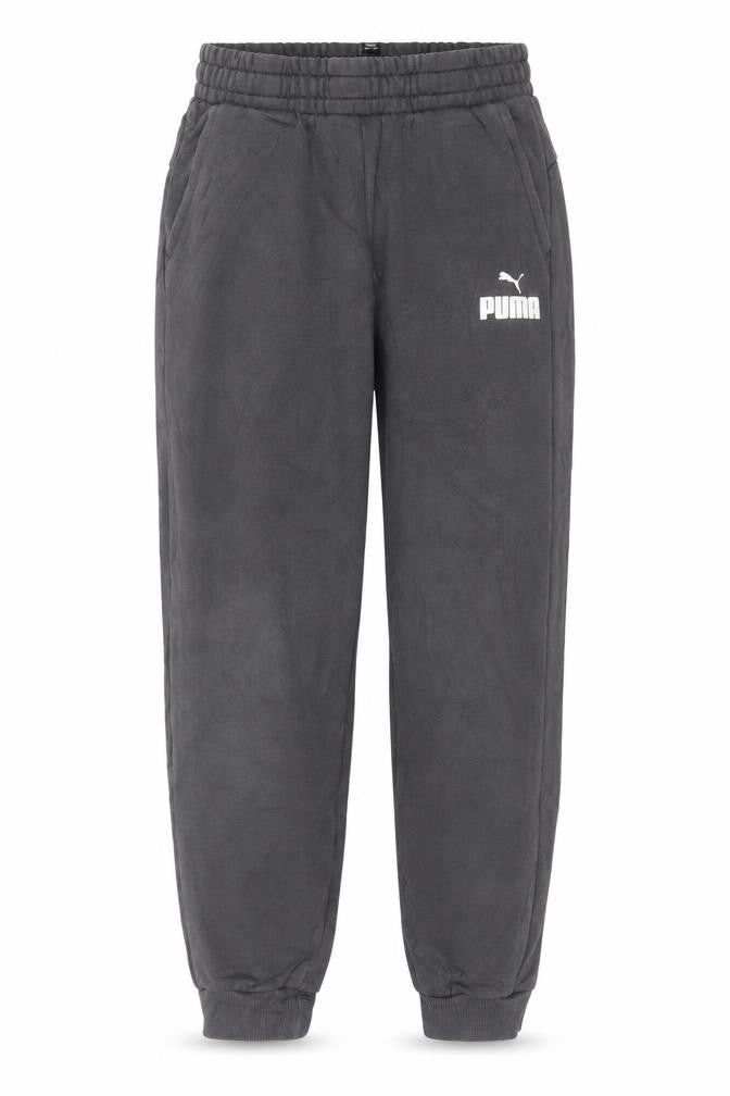 Front view of Puma boys’ black 13-14 years jogger sweatpants elastic waist pockets