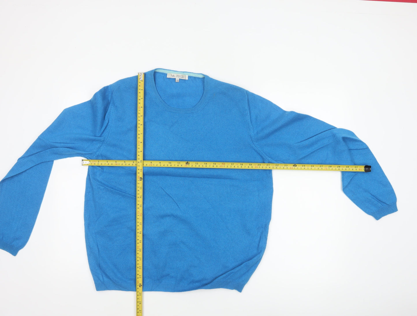 Izleo Women’s Blue Cashmere Scoop Neck Pullover Jumper Size L