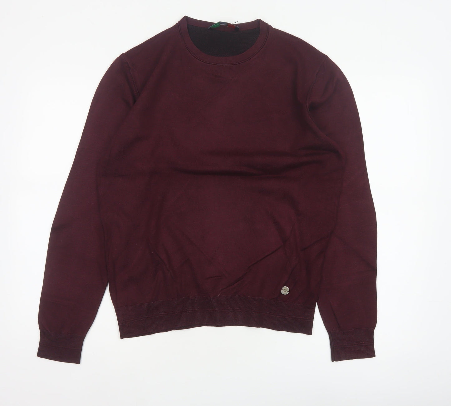 Sartoria Italiana Men’s Red L Crew Neck Pullover Knit Jumper Elbow Patches