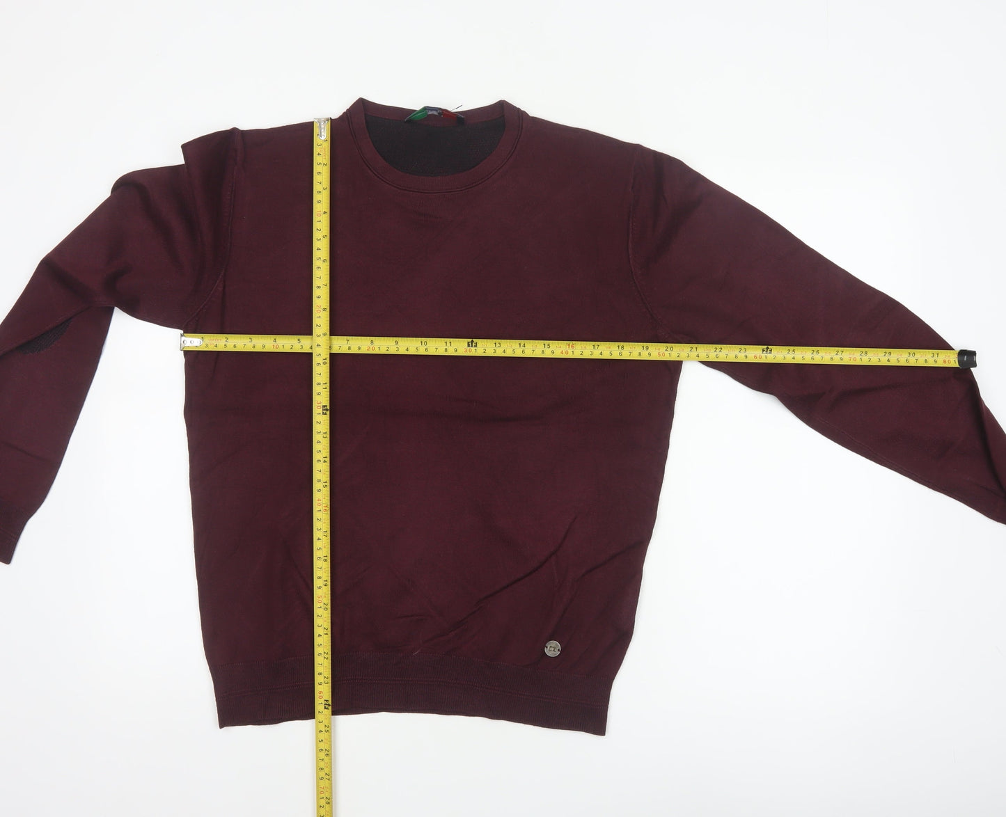 Sartoria Italiana Men’s Red L Crew Neck Pullover Knit Jumper Elbow Patches