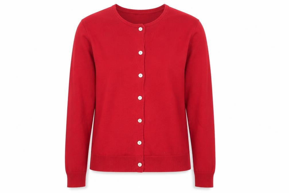 Lands' End Women's Red Size 8 Cotton Knit Button Cardigan