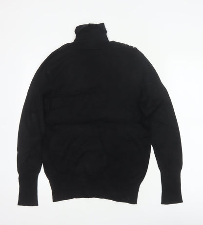 Wallis Women Black UK 12 Roll Neck Studded Knit Pullover Jumper