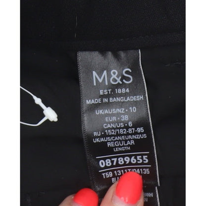 M&S Women Black UK 10 Regular Straight Leg Work Trousers