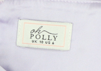 Oh Polly Women Purple UK 10 Cropped Ruffle Corset Blouse Long Sleeve