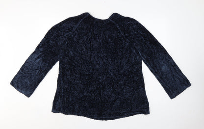 Next Women’s Blue Chenille Knit Crew Neck Pullover Jumper Size L
