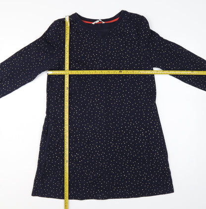 Boden Women’s Blue Gold Polka Dot Cotton Jumper Dress UK 12