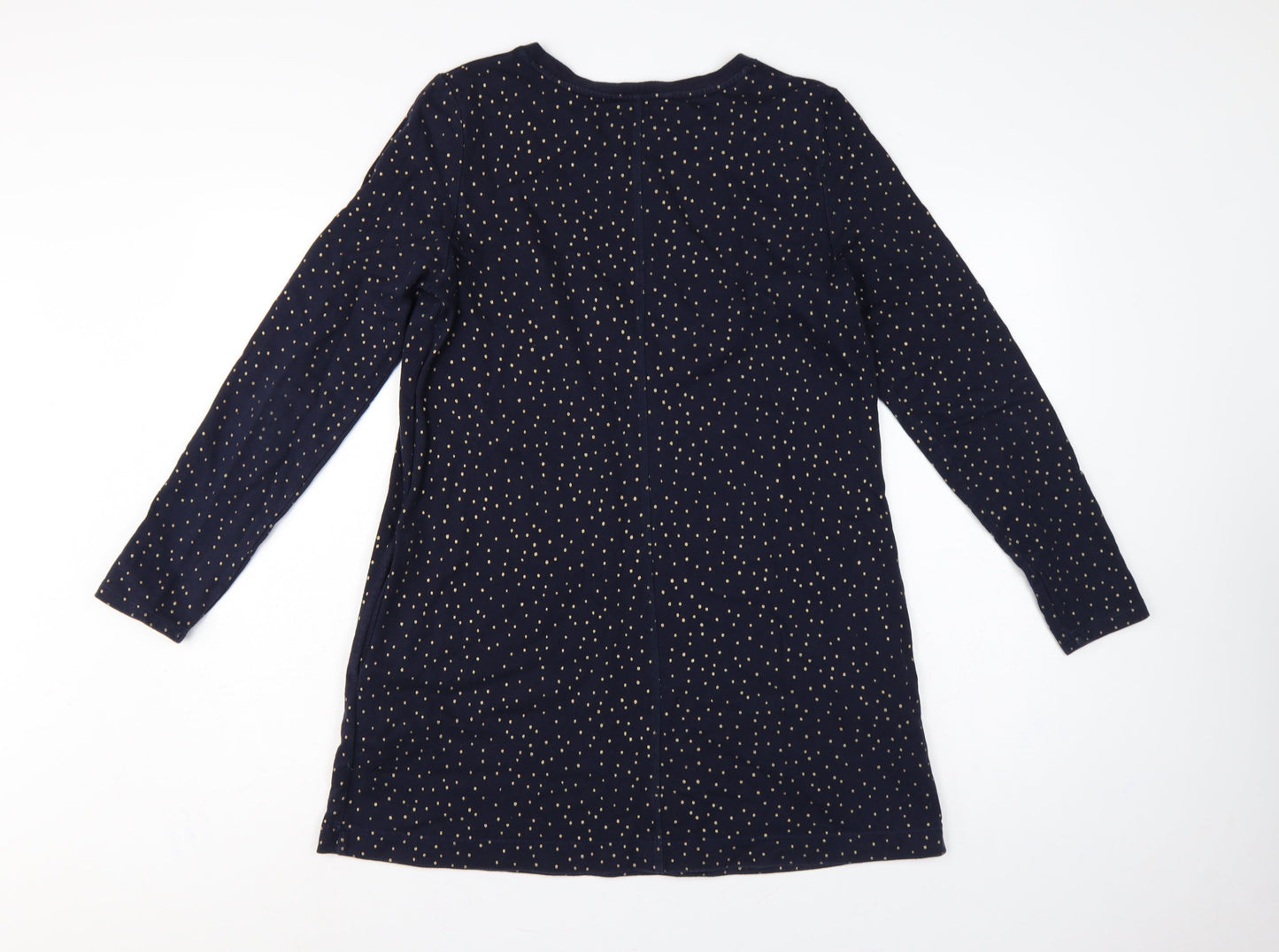 Boden Women’s Blue Gold Polka Dot Cotton Jumper Dress UK 12