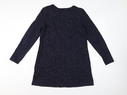 Boden Women’s Blue Gold Polka Dot Cotton Jumper Dress UK 12
